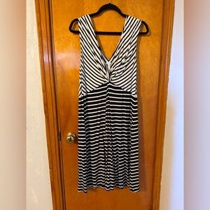 Soma Black and White Striped Maxi Dress with Twist Front Size XL
